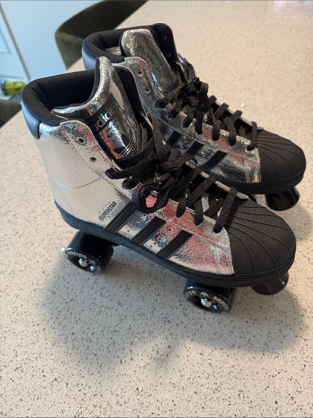 adidas Silver and Black Roller Skate Sneakers - Picture 10 of 11